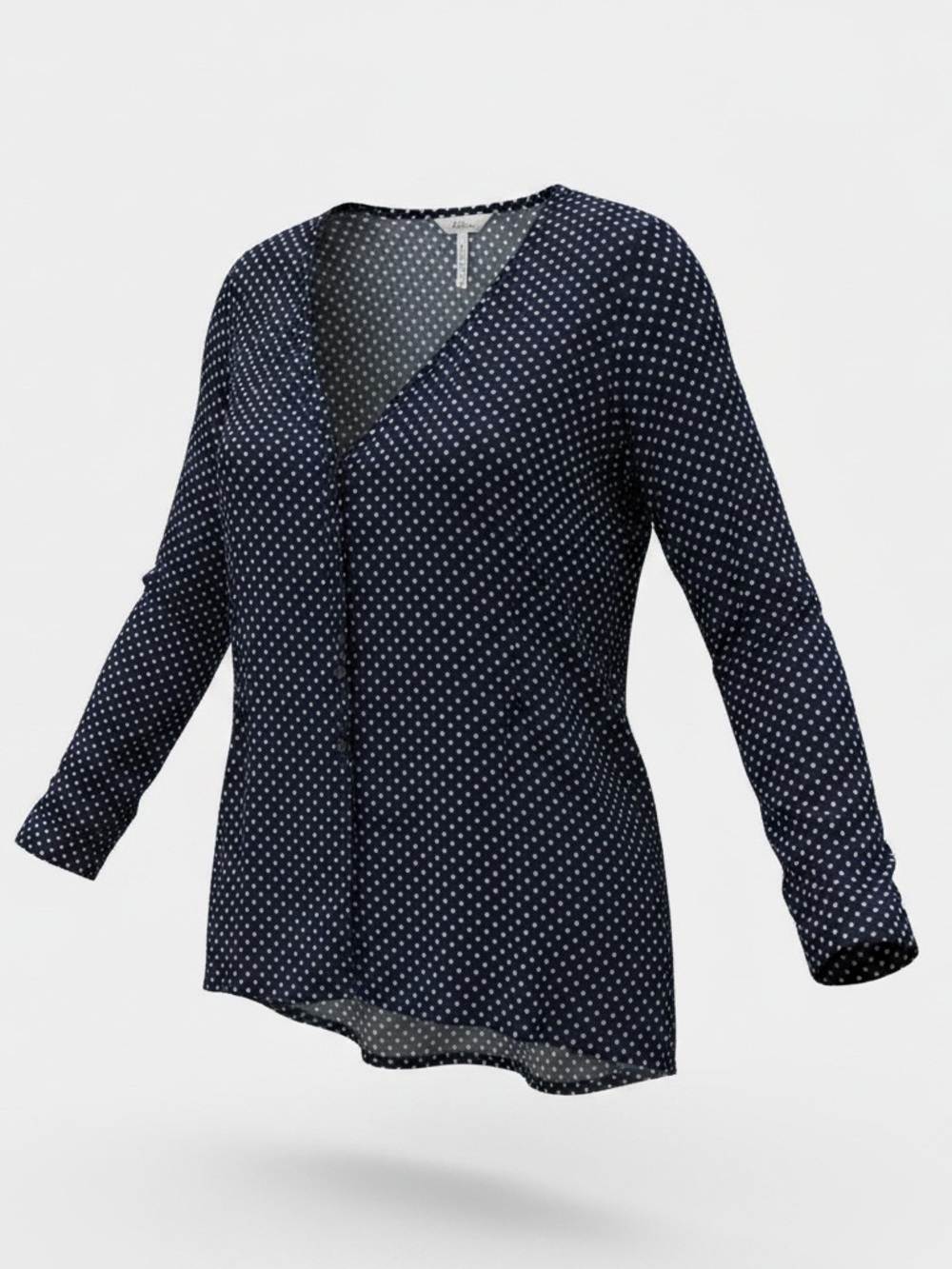 Kirra Polka Dot V-Neck Long-Sleeve Top - Navy maybe missing a button see pic